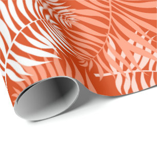 White Palm Frond on Orange Wrapping Paper