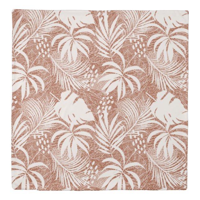 White Palm Leaves Rose Taupe  Duvet Cover (Front)