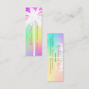 White Palm Tree Tropical Colorful Mini Business Card