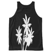 White Palm Trees Black All-Over-Print Tank Top (Back)