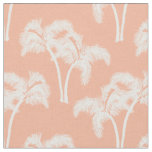 White Palm Trees on Beige Fabric