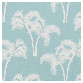 White Palm Trees On Blue Fabric by packratgraphics at Zazzle