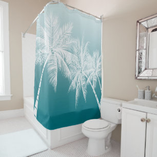 White Palm Trees YOU CHOOSE COLOR INSTANT Ombré Shower Curtain