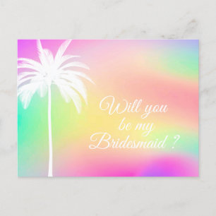 White Palm Will You Be My Bridesmaid Invitation Postcard