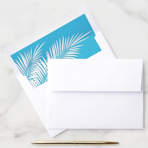 White Palms on Blue Envelope Liners