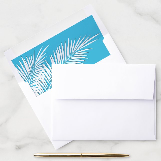 White Palms on Blue Envelope Liners (Desk)