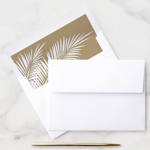 White Palms on Gold Envelope Liners
