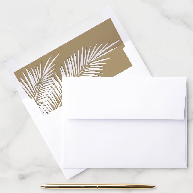 White Palms on Gold Envelope Liners (Desk)