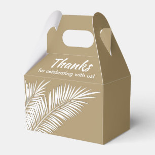 White Palms on Gold Gable Party Favor Boxes