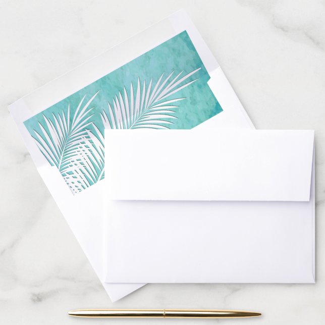 White Palms on Ocean Blue Envelope Liners (Desk)