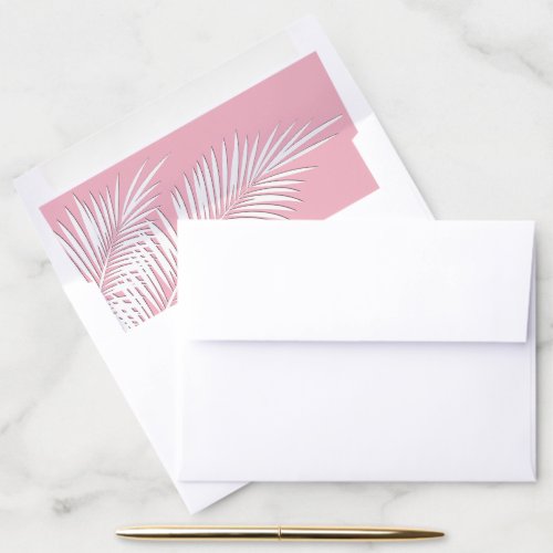 White Palms on Pink Envelope Liners