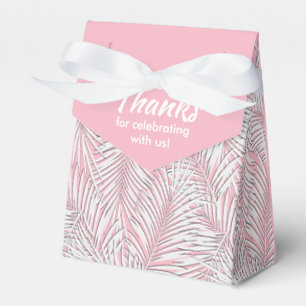 White Palms on Pink Tent Style Party Favor Boxes