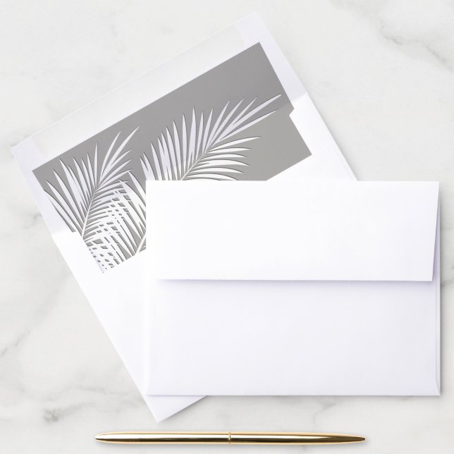 White Palms on Silver Envelope Liners (Desk)