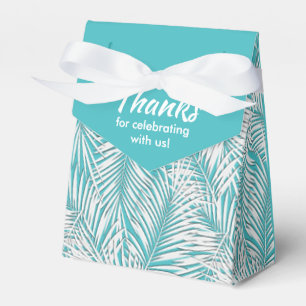 White Palms on Turquoise Style Party Favor Boxes