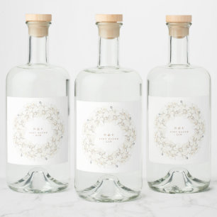 White Pampas Grass Tropical Floral Wedding Gin Liquor Bottle Label