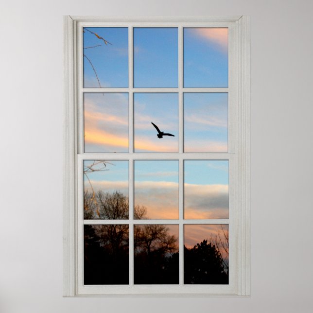 White Paned Window with a View Illusion Poster (Front)