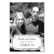 White Panel Personalized Wedding Photo Table Card