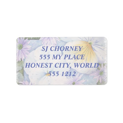 WHITE PANSIES ADDRESS LABELS