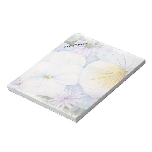 WHITE PANSIES CUSTOMIZABLE NOTE PAD