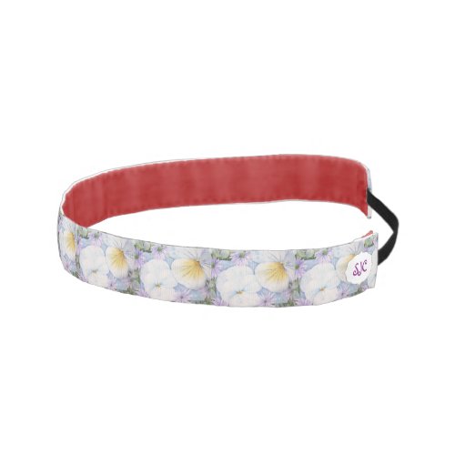 WHITE PANSIES  NON_SLIP HEADBAND