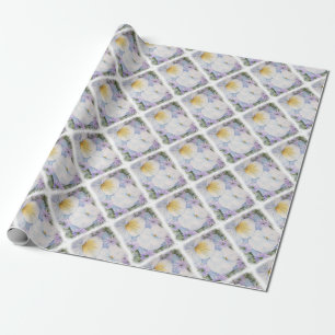 WHITE PANSY PARTY WRAPPING PAPER