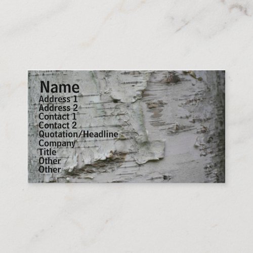 White Paper Birch Bark Nature Business Card