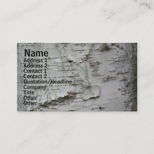 Customizable White Paper Birch Bark Nature Business Card