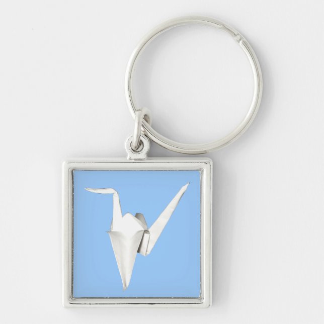 White Paper Crane Keychain (Front)