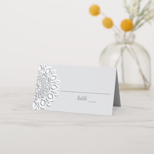 White Paper Cut Mandala Wedding Place Card