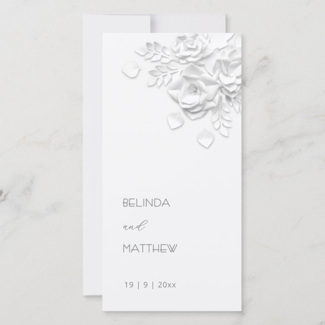 White Paper Cut Roses Simple | Wedding Program (Front)