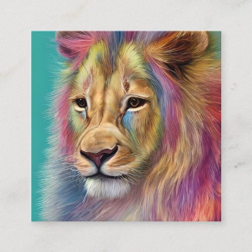 White Paper HD Animated HyperRealistic Lion Square Business Card