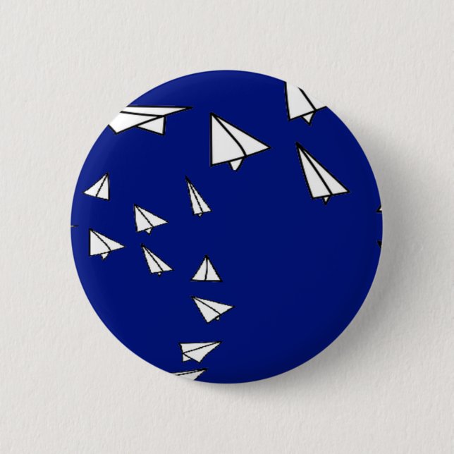 White paper planes on blue button (Front)