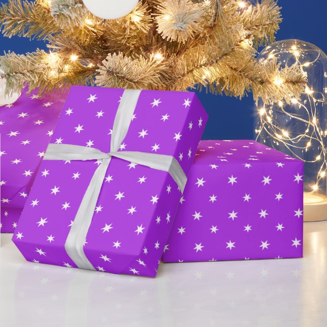 White Paper Stars In Purple (Holidays)