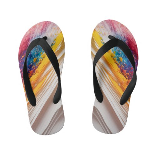 White paper texture vibrant Colorful gradient sp Kids Flip Flops