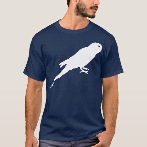 White Parakeet Bird Silhouette T_Shirt