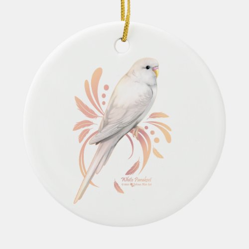 White Parakeet Ceramic Ornament