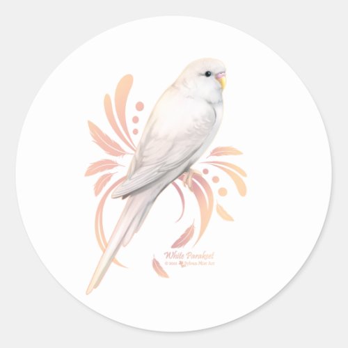 White Parakeet Classic Round Sticker