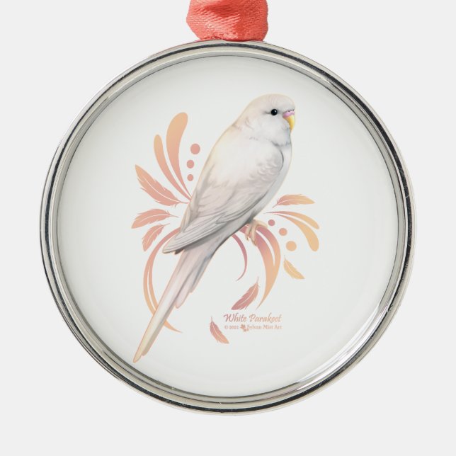 White Parakeet Metal Ornament (Front)