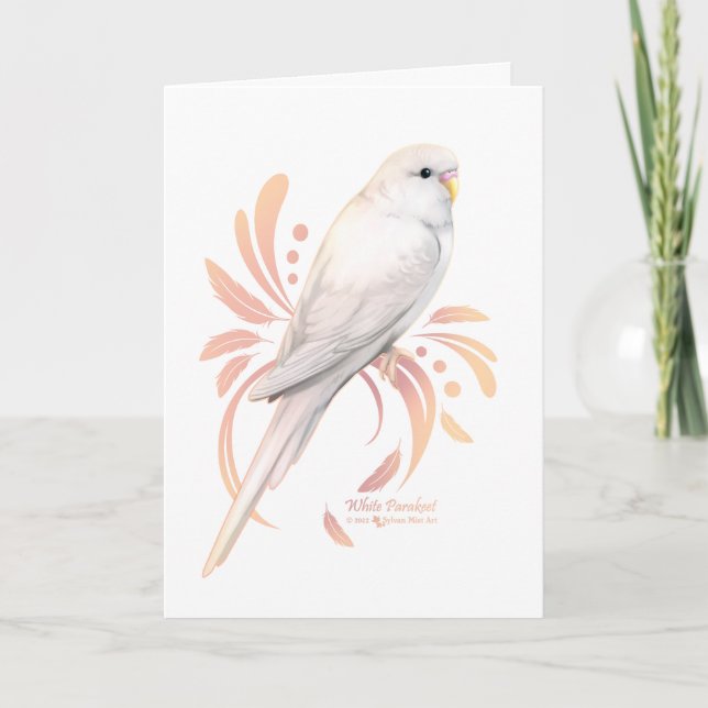 White Parakeet Thank You Card (Front)