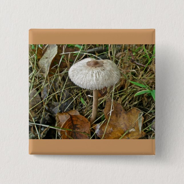 White Parasol Mushroom Coordinating Items Button (Front)