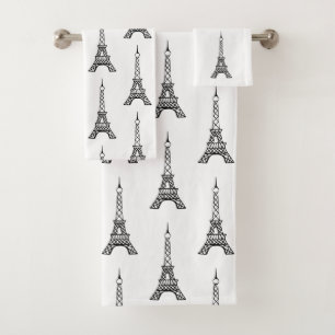 White Paris Eiffel Tower Bath Towels Set Gift