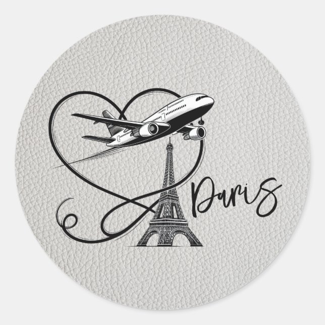 White Paris Passport  Classic Round Sticker (Front)
