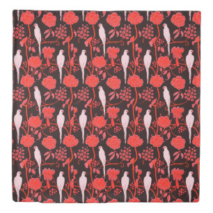 WHITE PARROTS BLACK RED FLOWERS Tropical Floral Duvet Cover