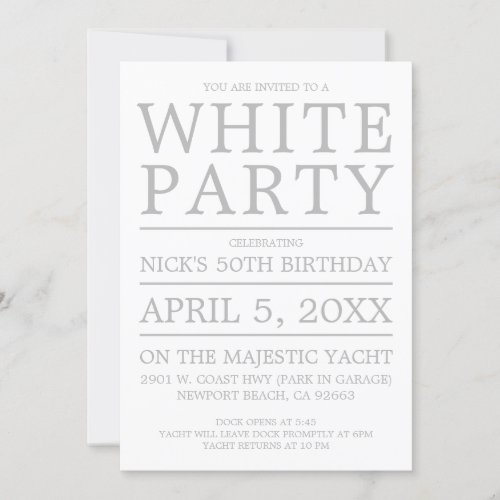 White Party Invitation