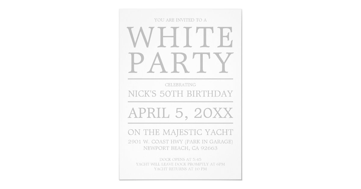 White Party Invitation | Zazzle.com