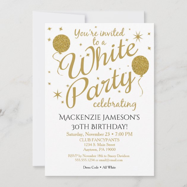 All White Party Invitations