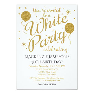 All White Birthday Party Invitation Wording 10