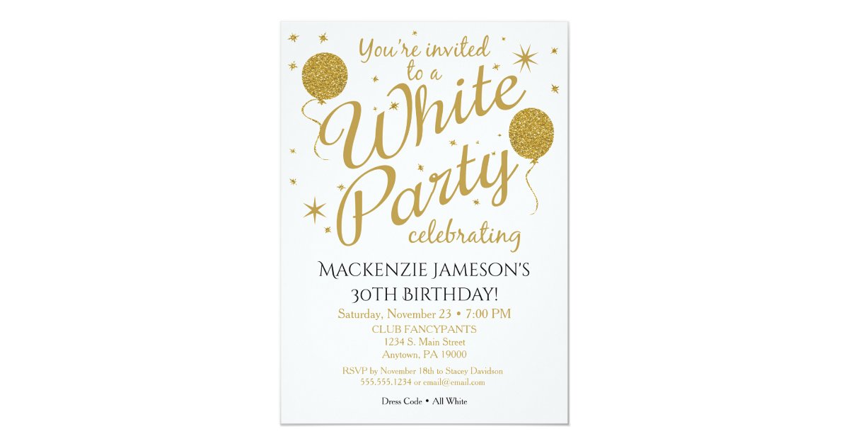 White Party Invitation All White Party Invite | Zazzle.com