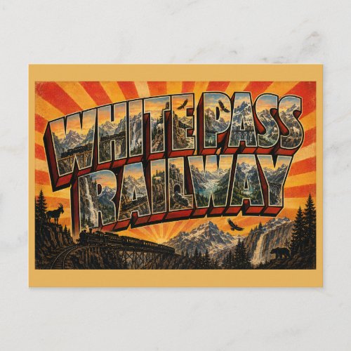 White Pass Railway Alaska Mountain Waterfall Art Postcard