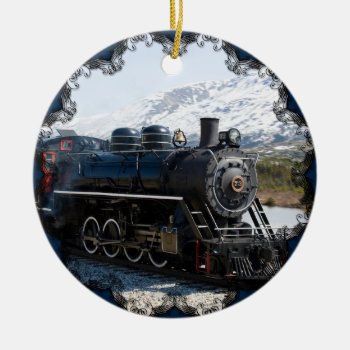 White Pass Train In Snow Ornament by vintageamerican at Zazzle